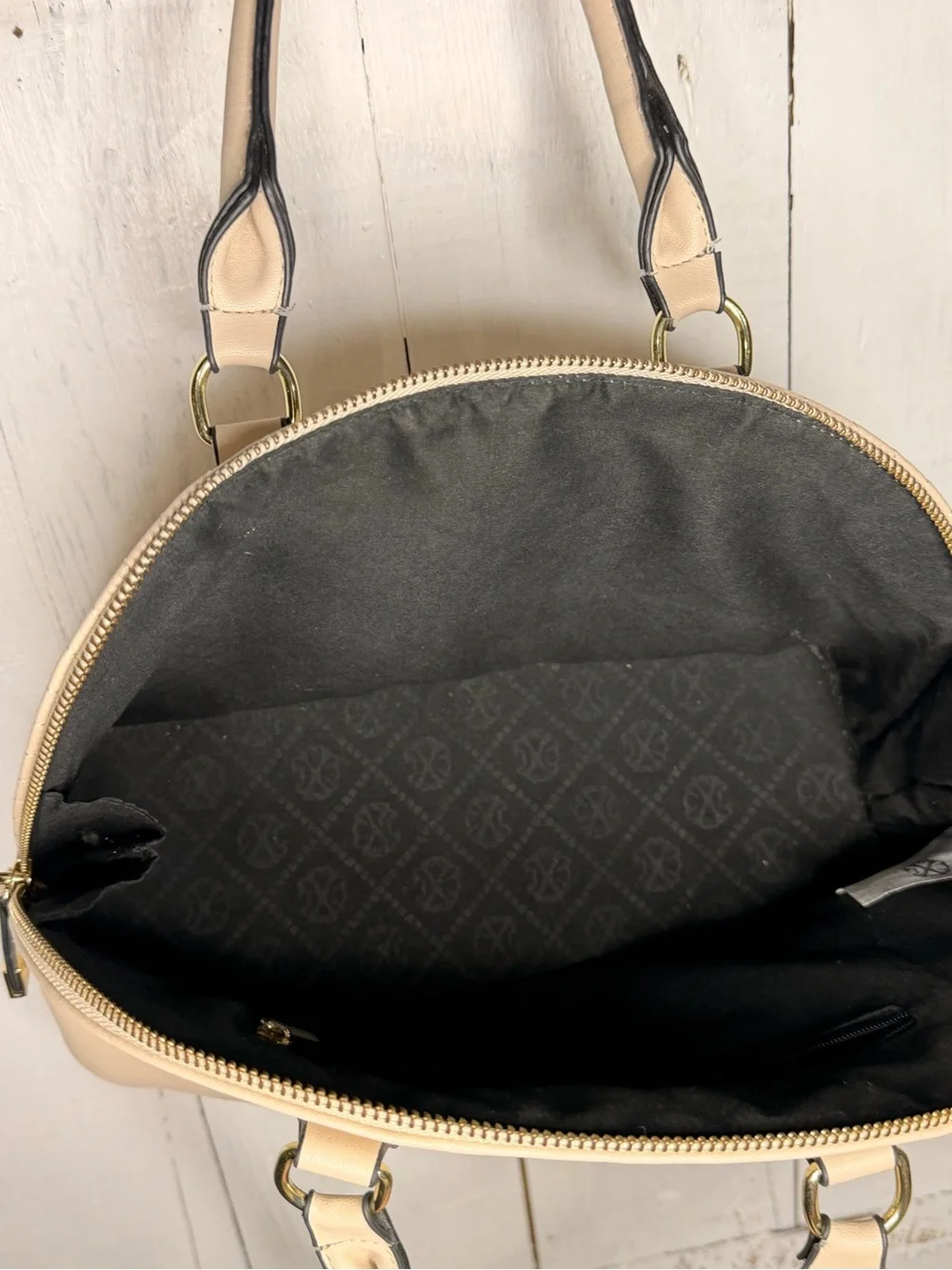 Christian Lacroix Cream Chevron Quilted Dome Satchel Handbag